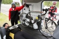 A cycling team tests out the Transit\'s cargo area