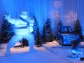 The Michelin Man helps a hapless driver in a diorama