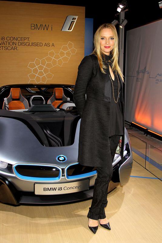 Uma Thurman with the BMW i8