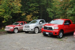 Dodge Dakota (left) and two Toyota Tundras