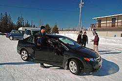 Traction 2006: Will Barber of AdvanTech Studios attaches his gear to the Honda Civic sedan